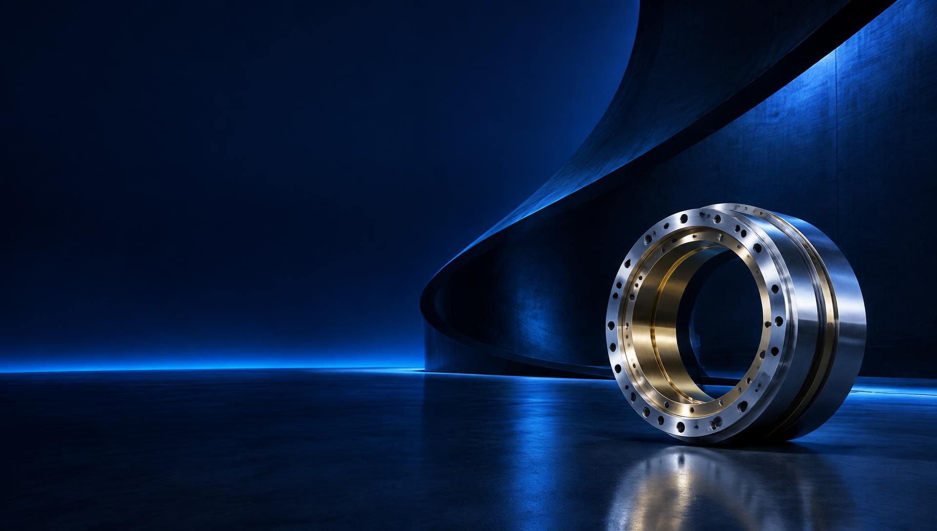 Precision ring component in a dark architectural space